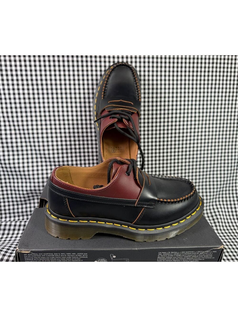 Dr Martens x MM6 Maison Margiela 1461 Pent Loafers Black Oxblood Womens 6 NIB